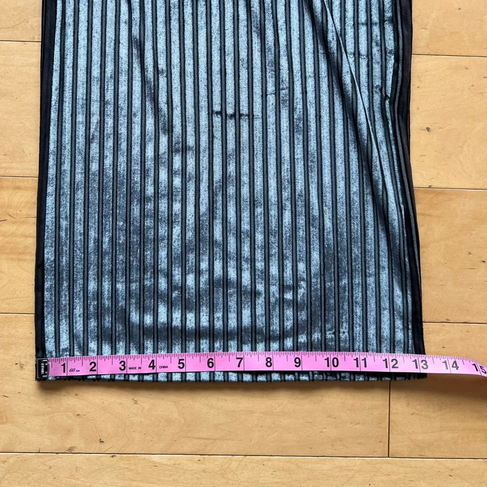 ZARA‎ Trafaluc Jumpsuit Velvet 3/4 Sleeve Striped Wide Leg Gray Blue Size Small